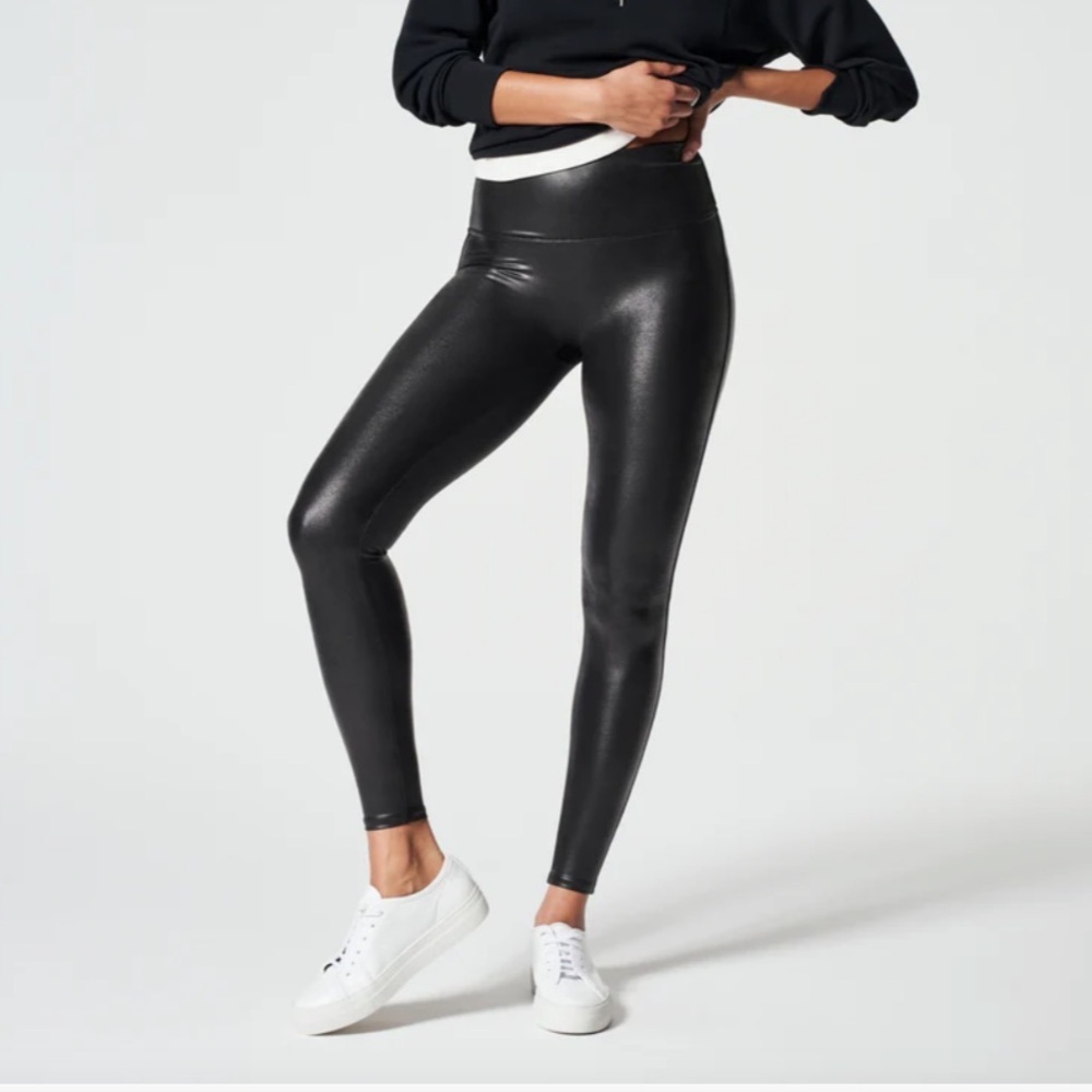 SPANX Faux Leather Leggings Black Size Large